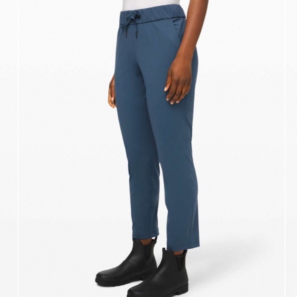 Lululemon On the Fly 7/8 Pant Iron Blue Luxtreme Drawstring Trousers Women Sz 10 - Picture 2 of 11